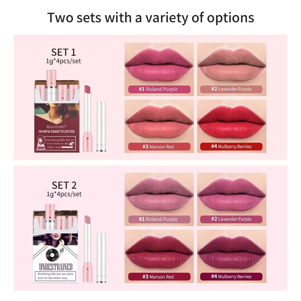 Matte Lippenstift 4 Kleuren 24 Uur Durende Lana Del Rey Lipvlek Set Glanzende Buis Lippenstift Vrouwen