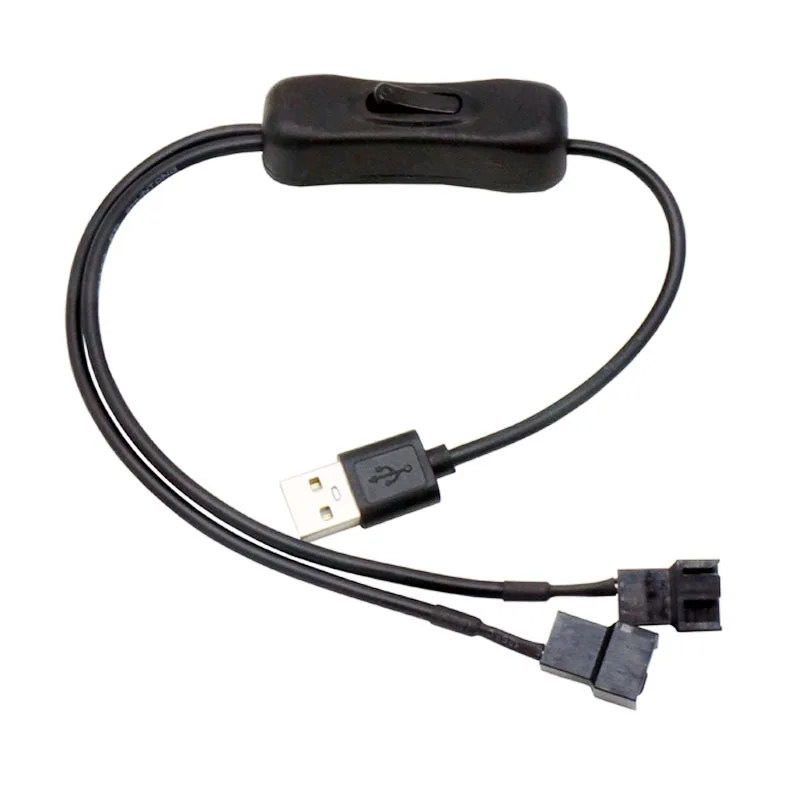 USB 5V To Dual 4‑Pin Fan Power Cable 30cm With On‑Off Switch For PC Cooling Fan
