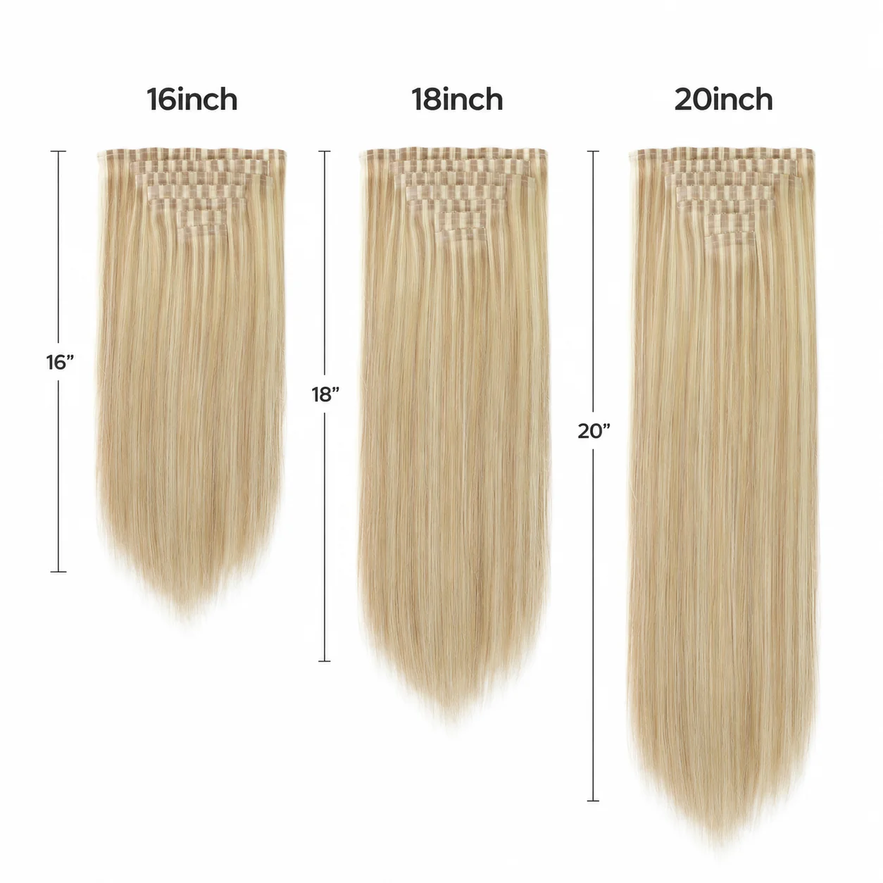 Human Hair Clip In Extensions 7PCS 120g Straight Blonde Highlight Hair Extensions 16 18 20 Inch Full Head with 19 Clips