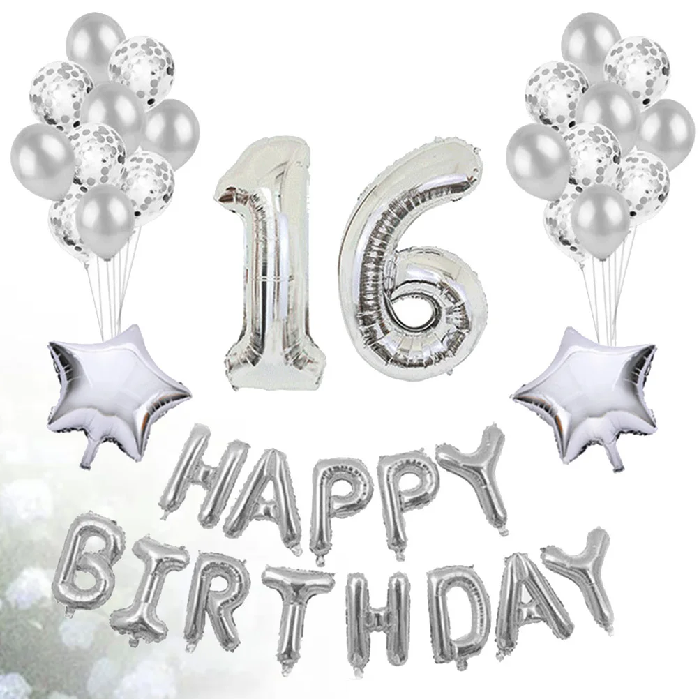 

Aluminum Foil Birthday Balloon 16th Year Rose Gold Durable Party Decoration Kids Birthday Balloons Set Party Balloons