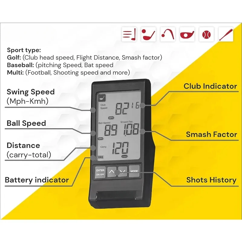 Black Pocket Launch Monitor HS-130A (New 2021 Model)