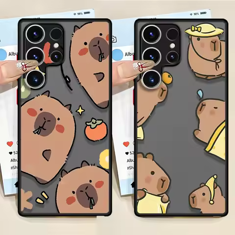 Cute Funny Capybara Back Phone Cover Case for Samsung Galaxy S21 S20 S23 Ultra S9 S22 Plus S24 FE S10 S25 Edge