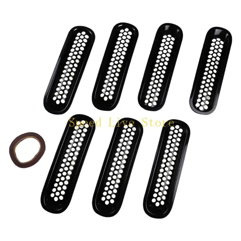 547C Pack Of 7 ABS Grille Inserts Easy On Installation Mesh Grille Cover No Tools Needed for 2007-2017 JK Automotives