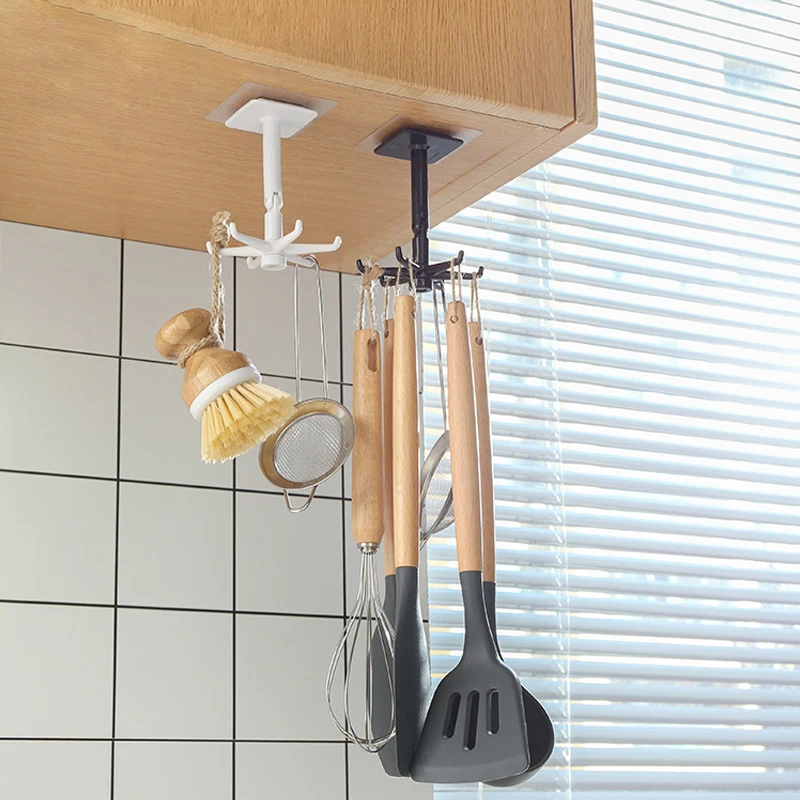 Multi Functional And Rotatable Hook, No Punching, Strong Adhesive Storage Rack, Suitable For Small Items In Kitchen And Bathroom