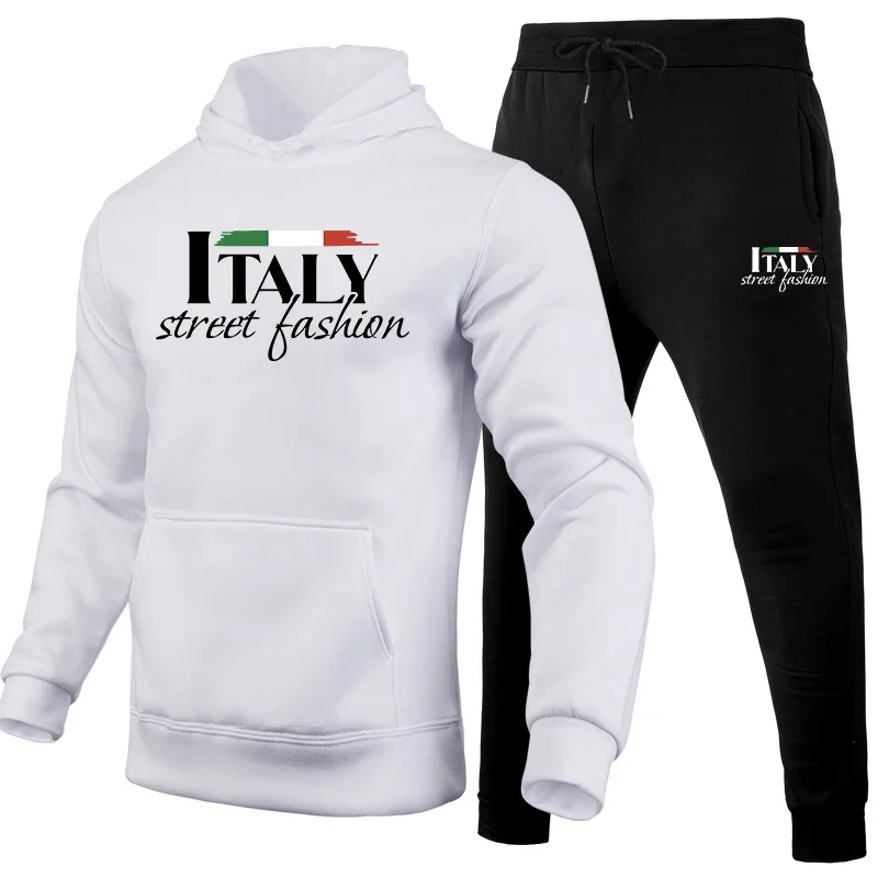 

Autumn Winter Mens Tracksuit Printing Hooded Sweatshirts Sweatpants Set Casual Sports Jogging Mens Clothing Office Home Suit Y2k