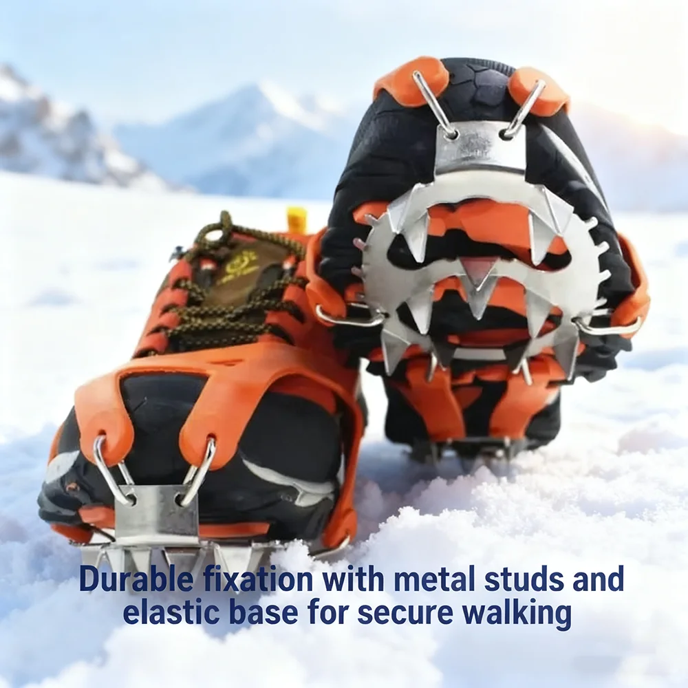 1Pair Professional Climbing Crampons 18 Studs Anti-Skid Ice Snow Walking Shoes Spike Grip Winter Outdoor Equipment Camping Gear