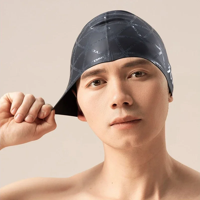 Printed Silicone Swimming Cap Men Women Non-slip Comfortable Elastic Swim Hat Pool Accesories Cuffia Piscina Adulti