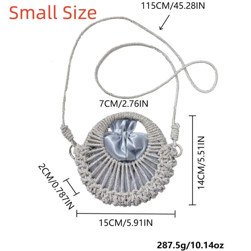 Designed Full Diamond Shiny Small Round Bag for Women 2025 Socialite Dinner, Casual and Versatile Handbag, Rhinestone Bag