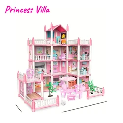 Diy Villa Castle Model Toy Simulation Princess Doll House Girl Gift Play Home Set Lighting Villa