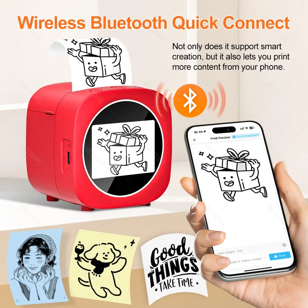 58mm Mini AI Thermal Printer AI Smart Voice Print Maker Mini Portable Digital Display Printer for Kids Children Gifts 2inch