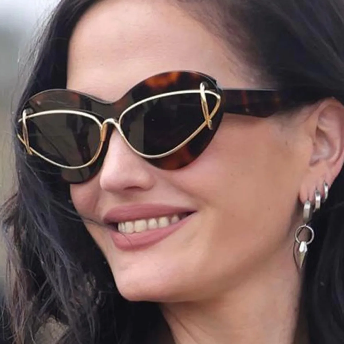 

Canbe Inflatable Cat Eye Sunglasses Women's European and American Fashion Show Leopard Print Advanced Sense UV400 Sunglasses