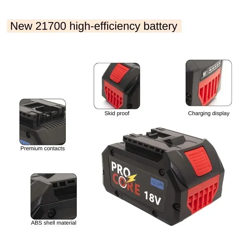 8AH/10AH/12AH For BOSCH Professional 18V 21700 Battery ProCORE 18V Li-ion Replacement for BAT609 BAT618 with bms