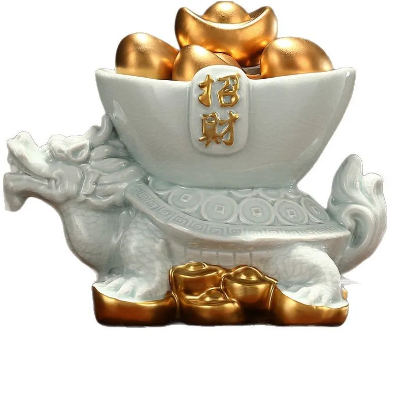 HYS ceramic cornucopia dragon turtle ornament home TV cabinet office Bogu frame decoration entrance living room modern