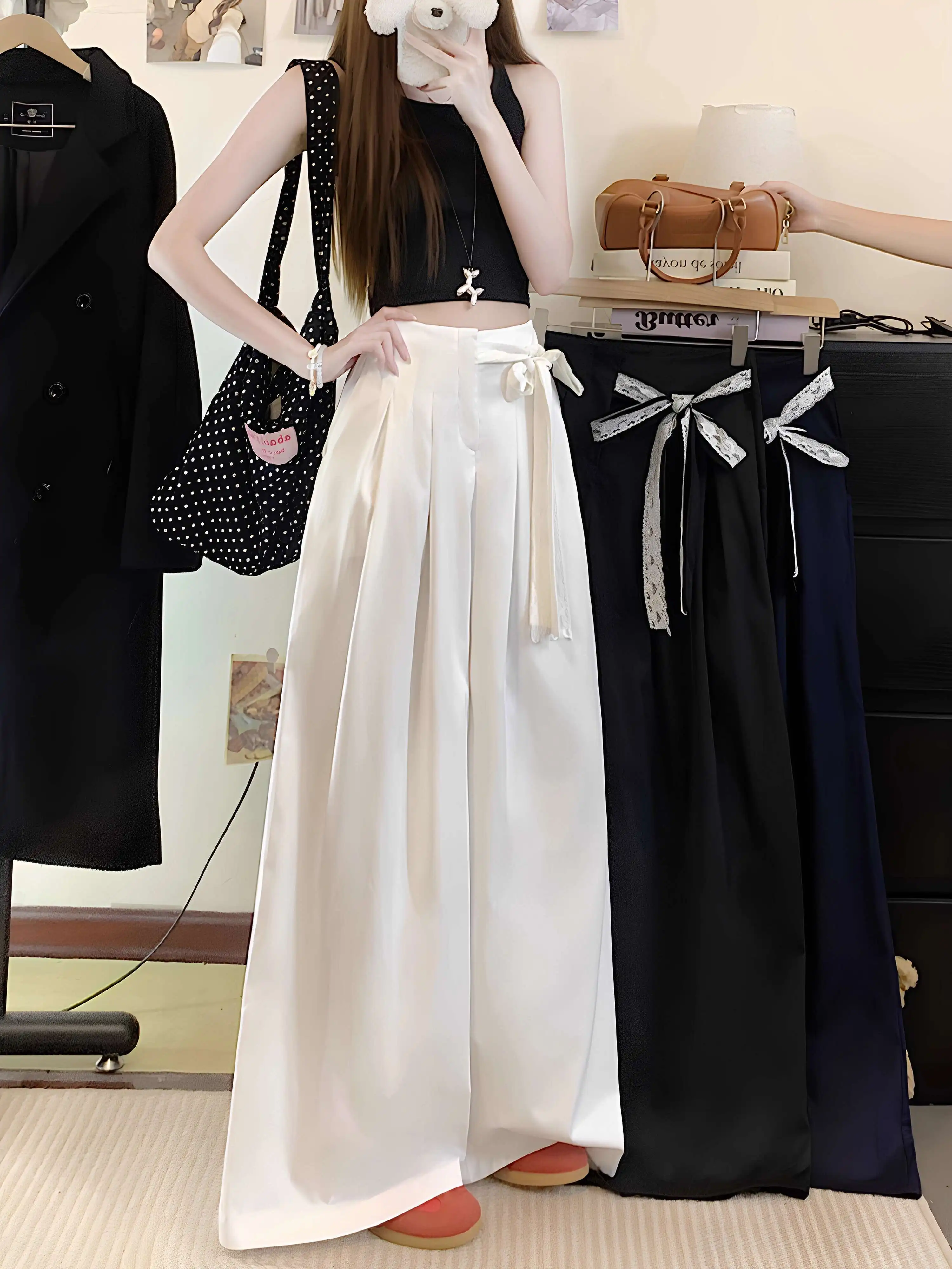 

Women's Pants High Waist Fluid New In Female Trousers 90s Vintage Xxl Trends 2024 Chic And Elegant Casual Comfortable Stretch G