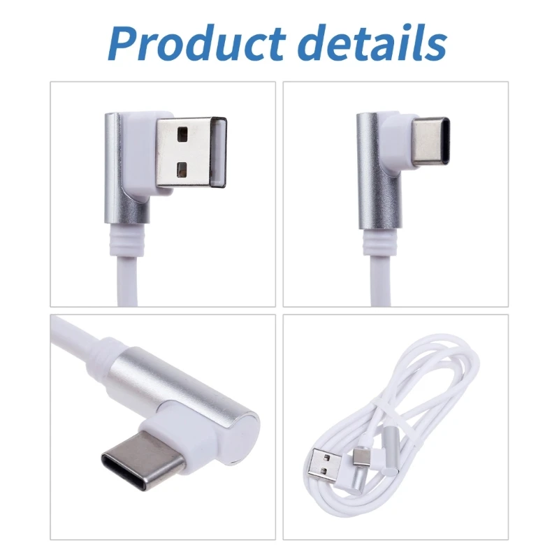 Cavo di ricarica USB C a gomito da 90 gradi da USB a tipo C per accessori per telefoni cellulari Samsung Xiaomi Cavo USB di ricarica rapida 3A