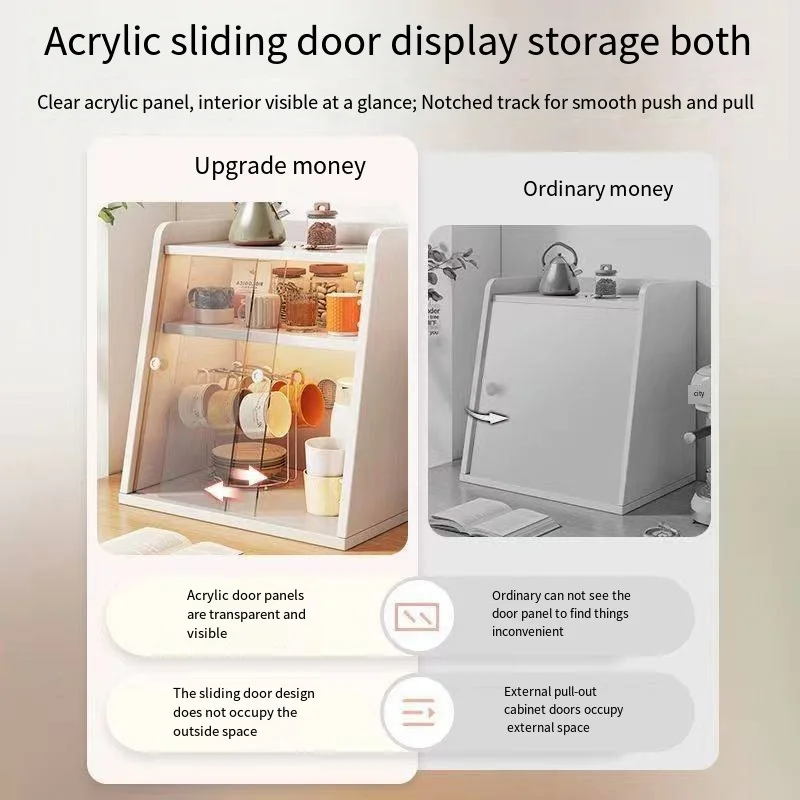 Kitchen Storage Rack Kitchen Acrylic Cup Storage Cabinet Desktop Storage Box Cup Shelf Tea Set Storage Rack Dustproof Cup Holder