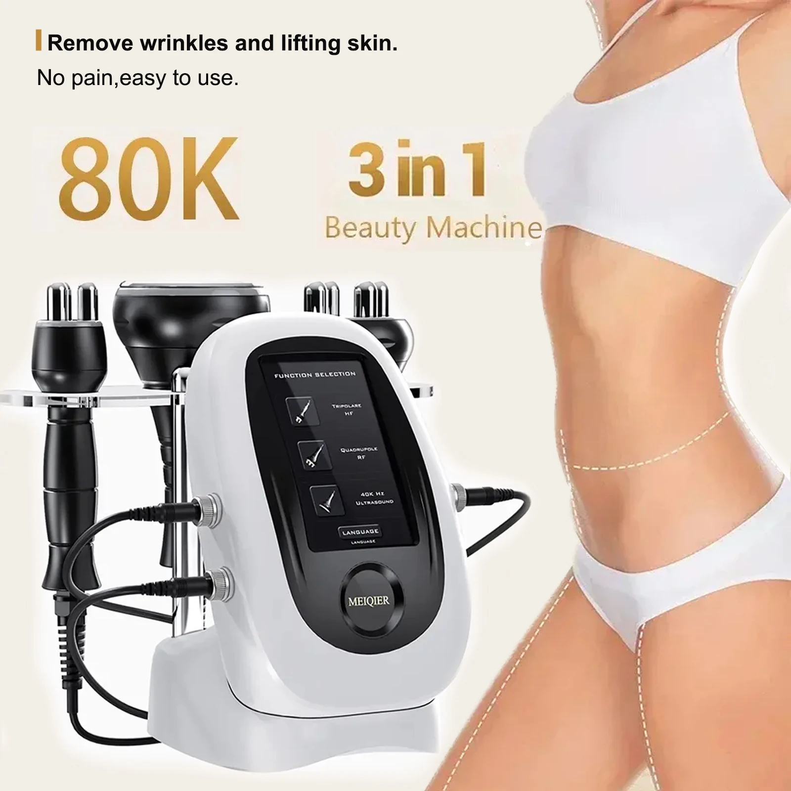 NEW 80K Cavitation Ultrasonic Body Slimming Machine Multi-Polar Anti-Wrinkle Rejuvenation Skin Lift Tighten RF Tool