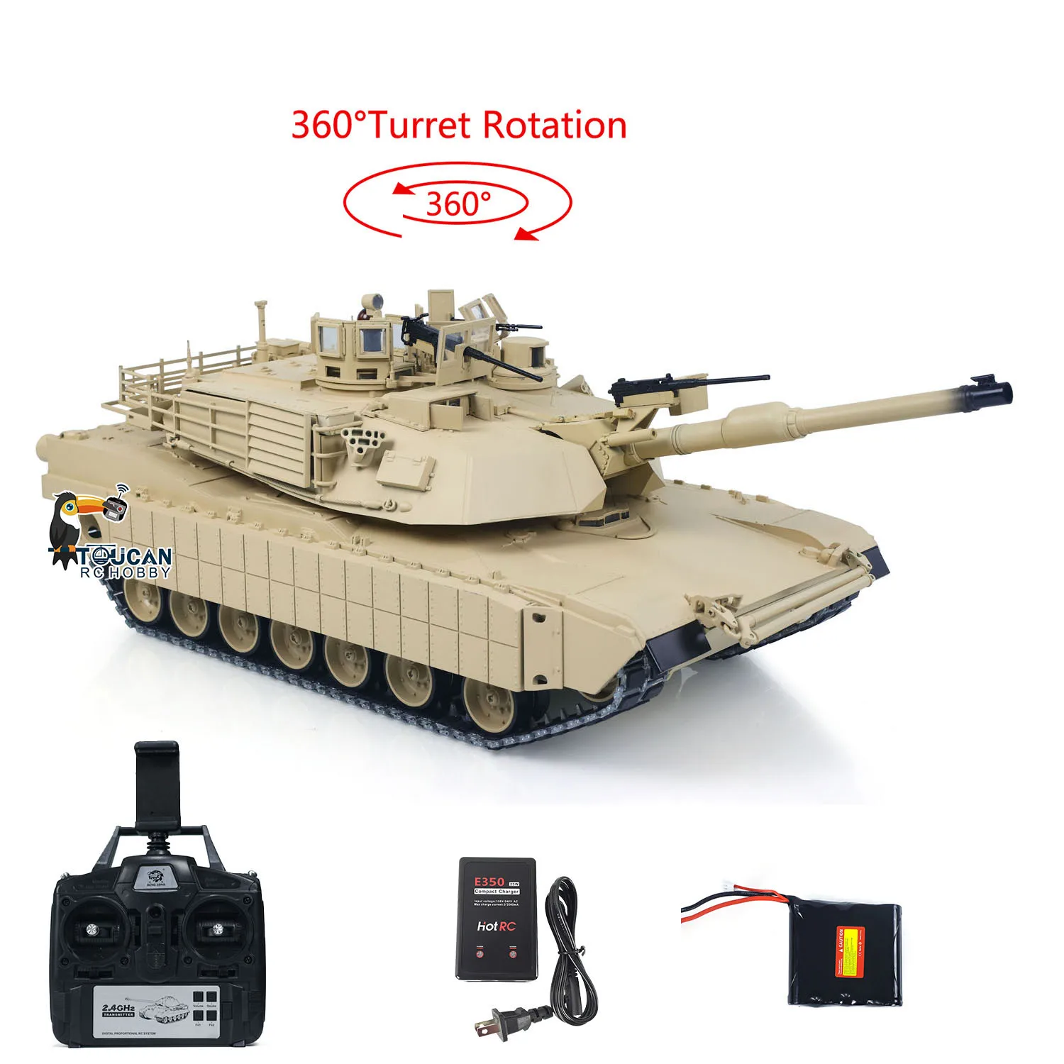 TOUCAN 1/16 réservoir RC en métal M1A2 Abrams IR double courant conduite boîte de vitesses baril recul élévation 360 tourelle Rotation fumée RTR