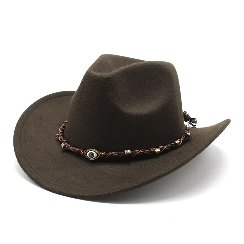 

2023 Cross-border Autumn And Winter Fashion All-match Western Cowboy Hat Rolls Brim Hat Men's And Women's Tibetan Top Hat