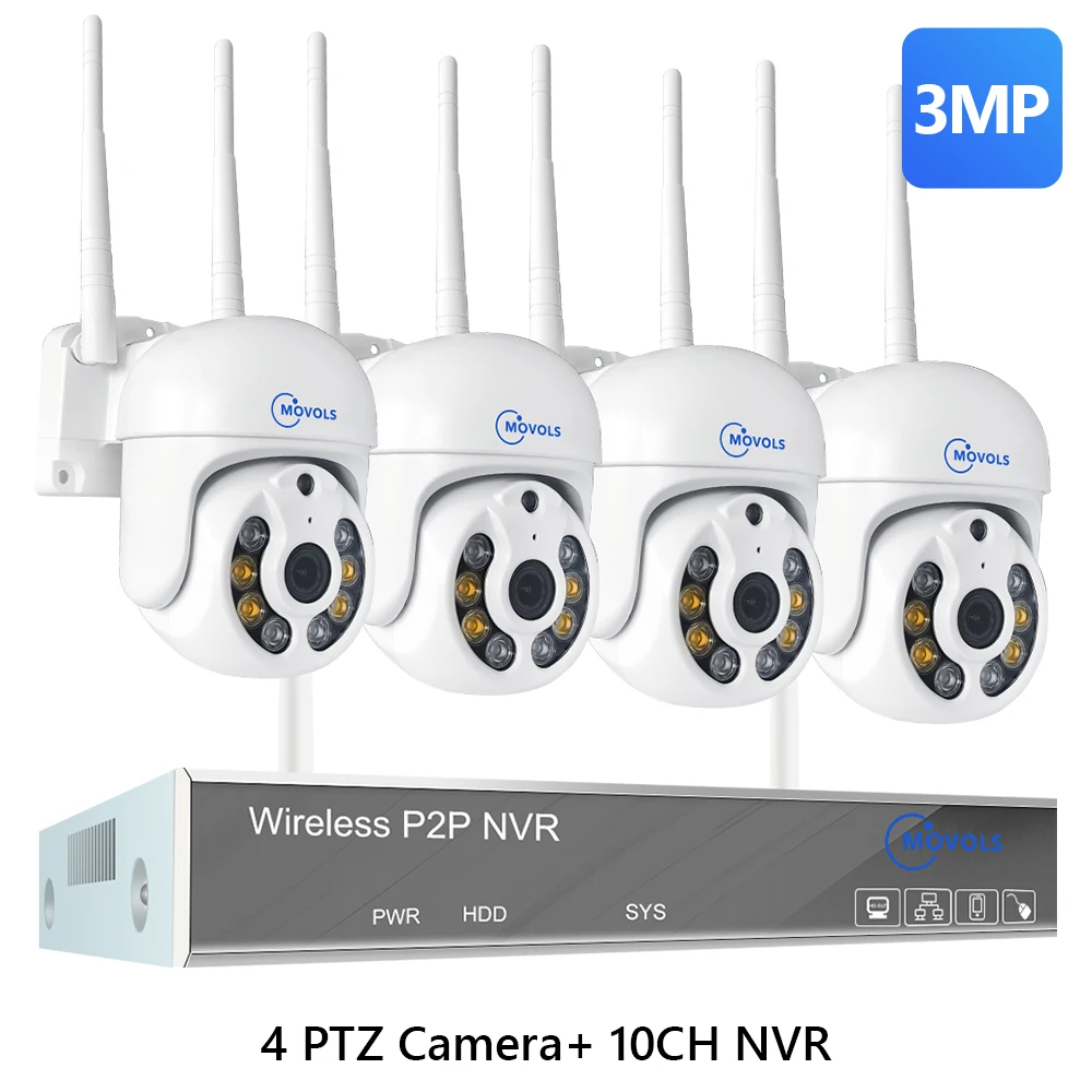 2025 A-H.265 3MP 5MP Draadloos CCTV-systeem Tweeweg audio Waterdichte PTZ WIFI IP-beveiligingscamera 10CH NVR Videobewakingskit