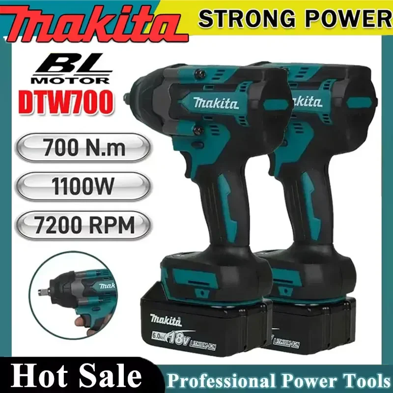

Makita DTW700 Cordless Impact Wrench 1000N.M Brushless Electric Wrench Screwdriver Large Torque Auto Repair Power Tools