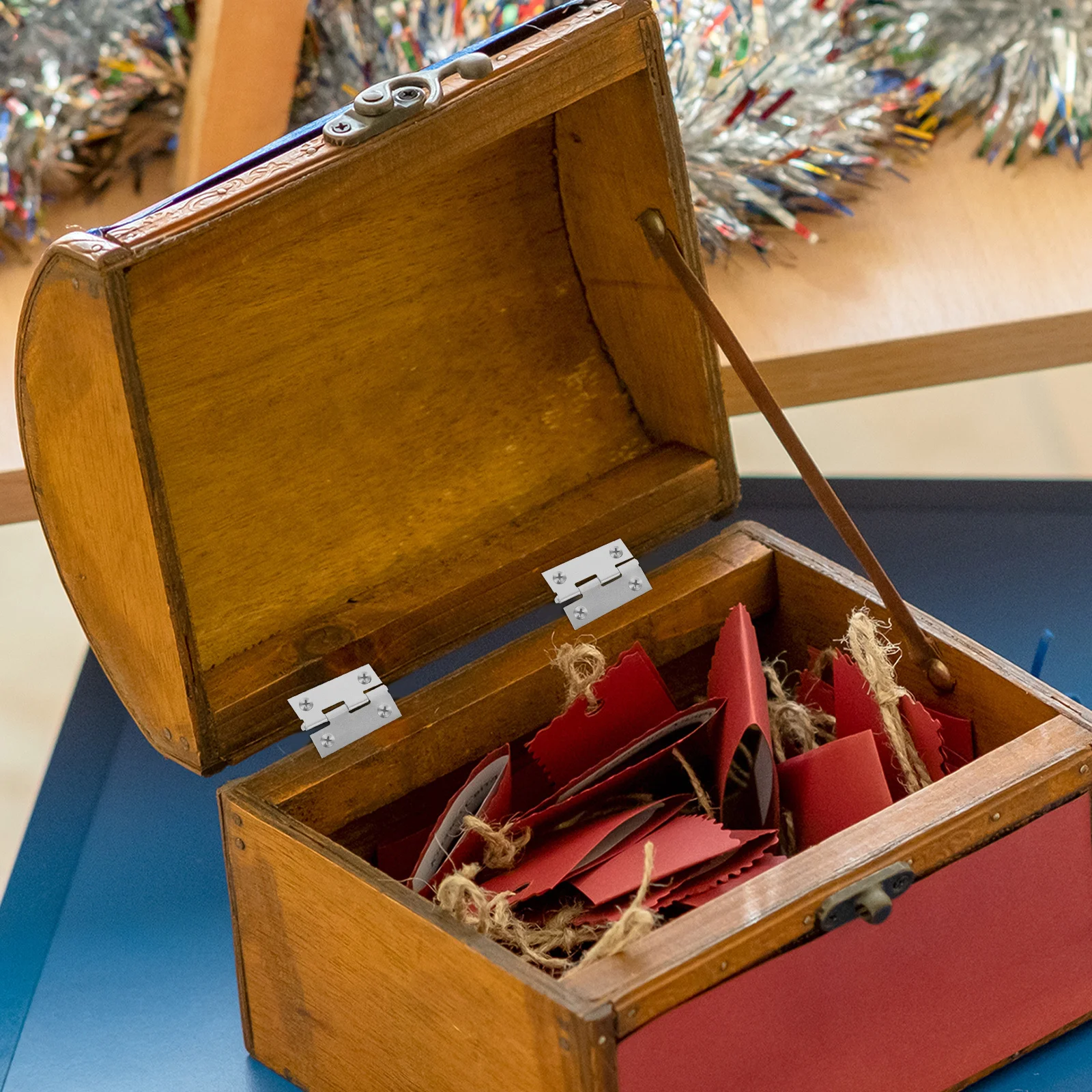 

60Pcs Miniature Jewelry Box Hinges Small Tiny Silver Hinges for Wooden Boxes Craft Projects Jewelry Box Hardware Micro Screws