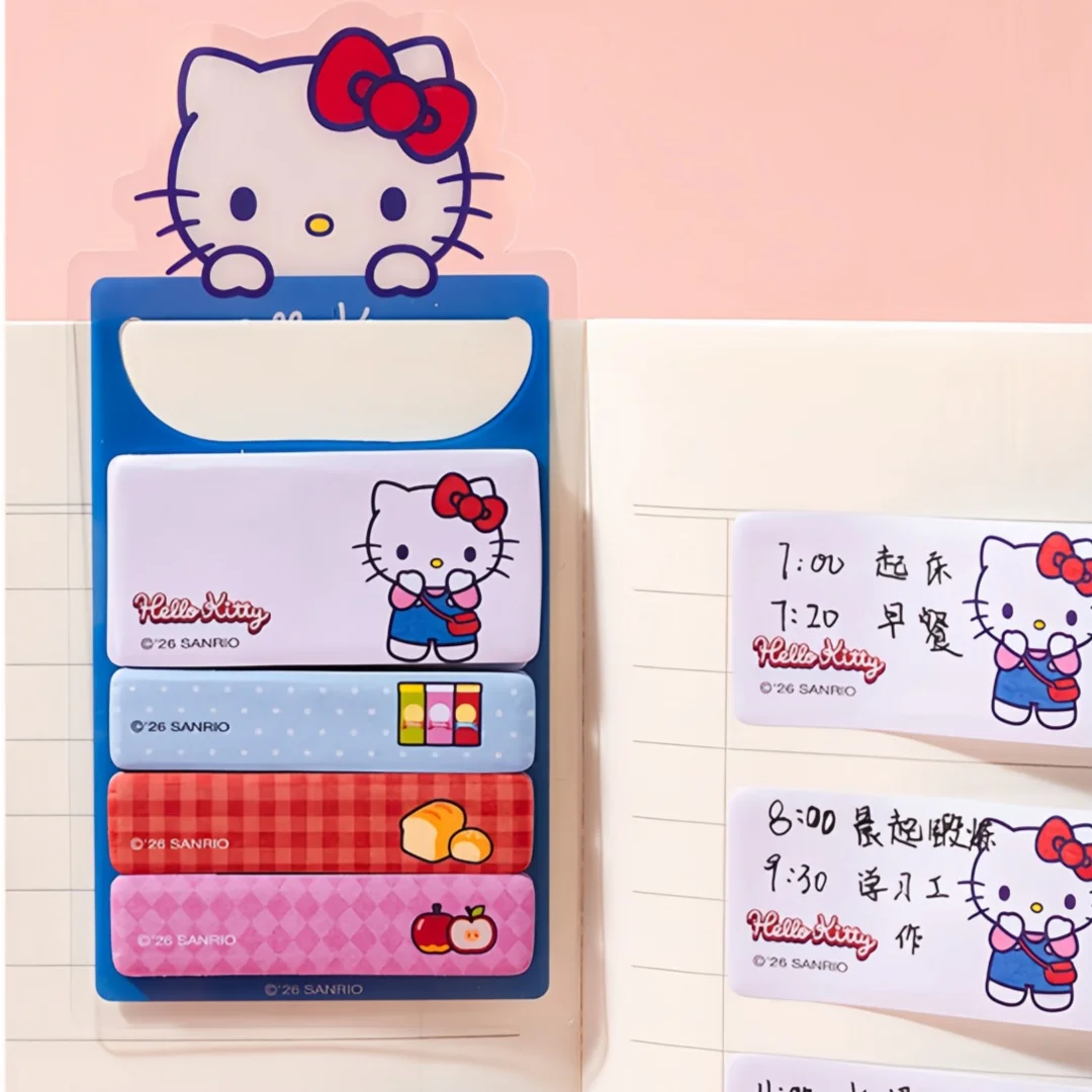 Authentic Sanrio Hello Kitty Bookmark and Note Combination Set, Cartoon Hello Kitty Sticky Notes, Student Marking Index Stickers, Handbook Decoration Stationery