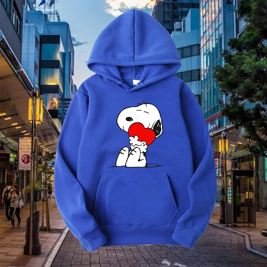 Popular cartoon character Snoopy Charlie Brown hooded hoodie for men and women, casual sports street hoodie for couples