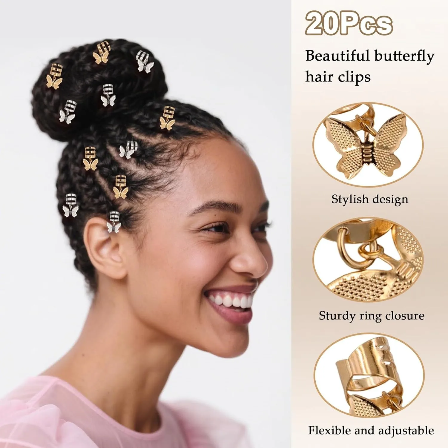 

Fashion 20 Piece Butterfly Hair Ring Set for DIY Hair Art Headwear Accessory Craft