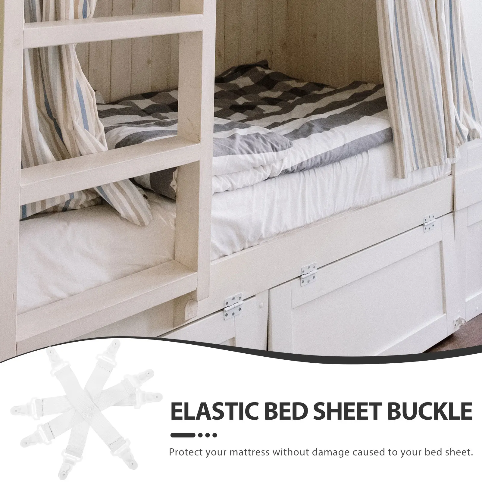 

22.7cm White Sheet Fastener Straps Bed Sheet Grippers Elastic Hook Mattress Suspenders Garter Style Bedding Belt Fastening Hook