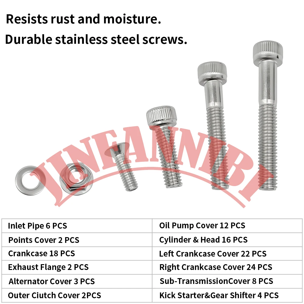 304 الفولاذ المقاوم للصدأ محرك البراغي مجموعة مسامير لهوندا CT90 تريل 1966-1976 1977 1978 1979 #3
