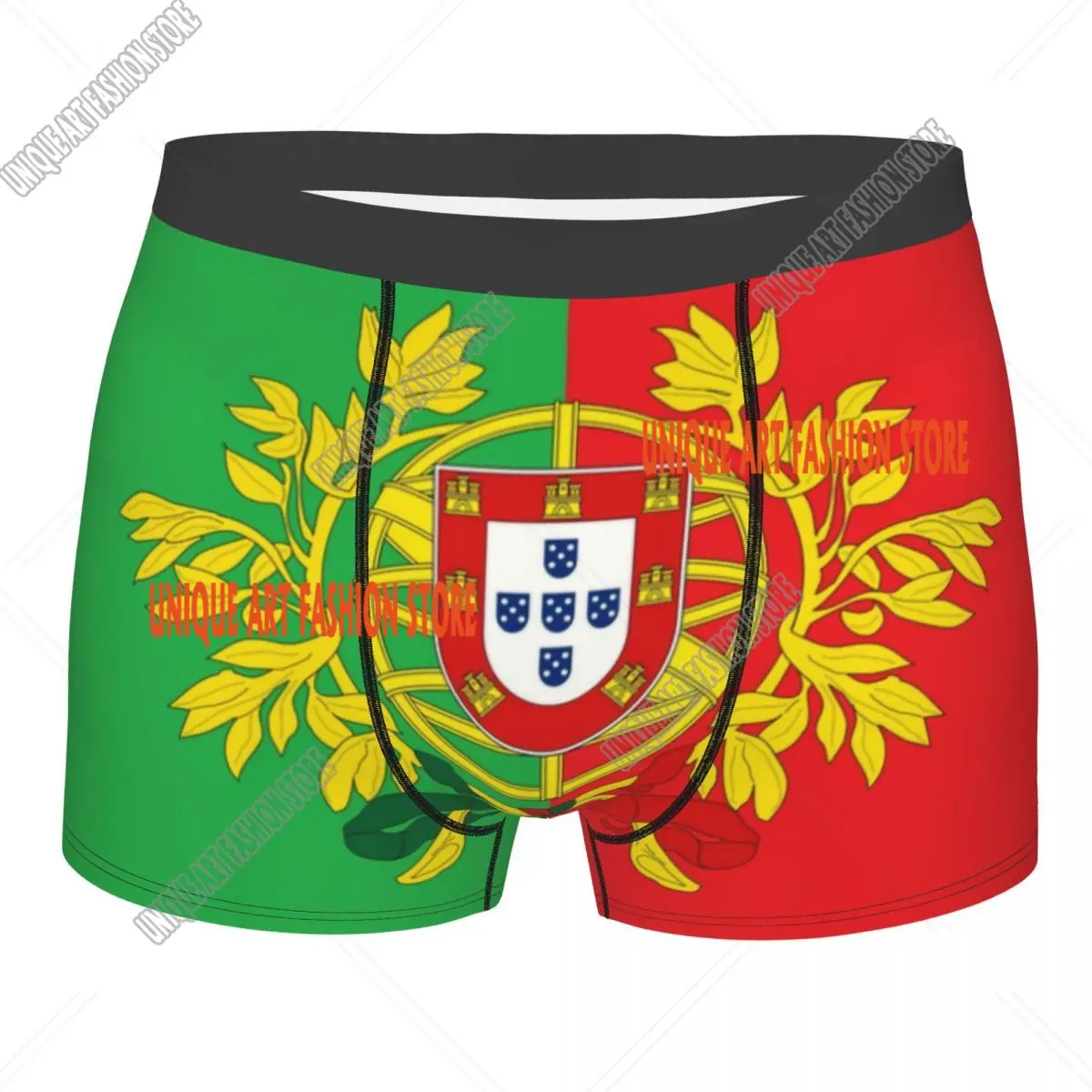 Custom Fashion Coat Of Arms Of Portugal Art Boxers Shorts Panties Male Underpants Breathbale Portuguese Flag Briefs Underwear