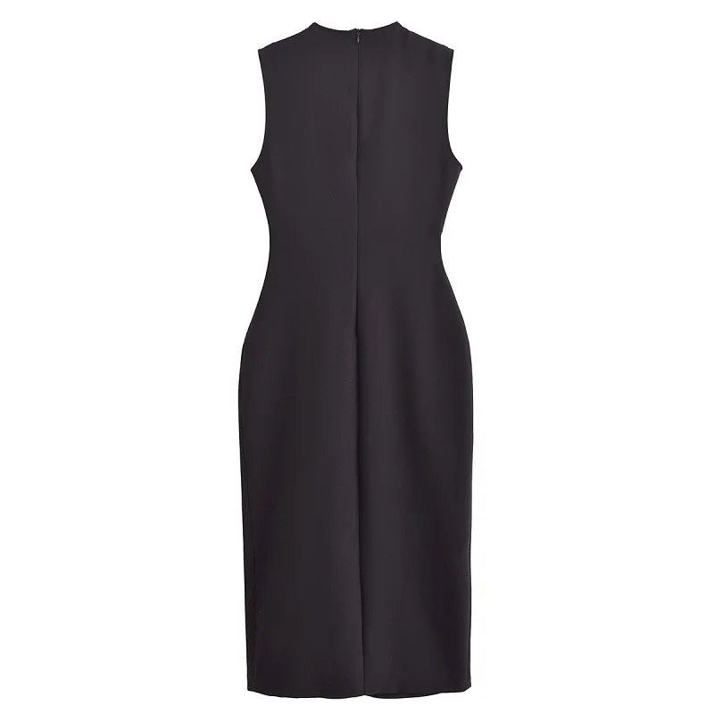 HXAO Black Elegant Party Midi Dresses 2025 Women\'s Spring Sleeveless Long Dresses Fashion Casual Vintage Evening Dress Vestidos