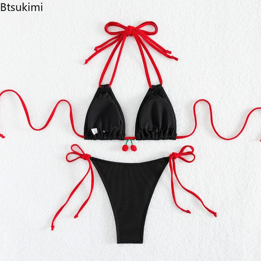 2025 ชุดว่ายน้ําฤดูร้อนชุดบิกินี่แฟชั่นเซ็กซี่บิกินี่ 2 ชิ้นชุดผู้หญิงLace Upแยกชุดว่ายน้ําเอวสูงบิกินี่ชายหาด