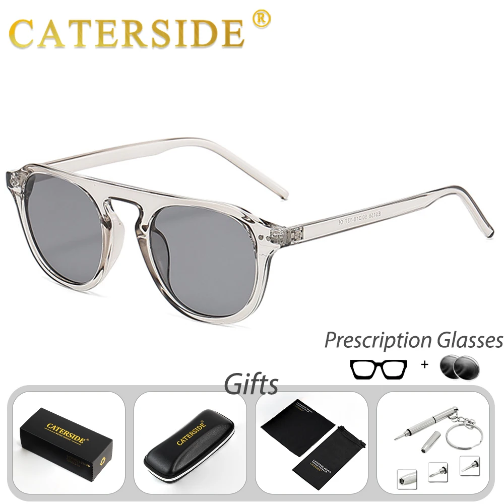CATERSIDE Men's Prescription Sunglasses Customized Circular Lenses Optical Sunglasses for Women's Outdoor Travel Driving Glasses