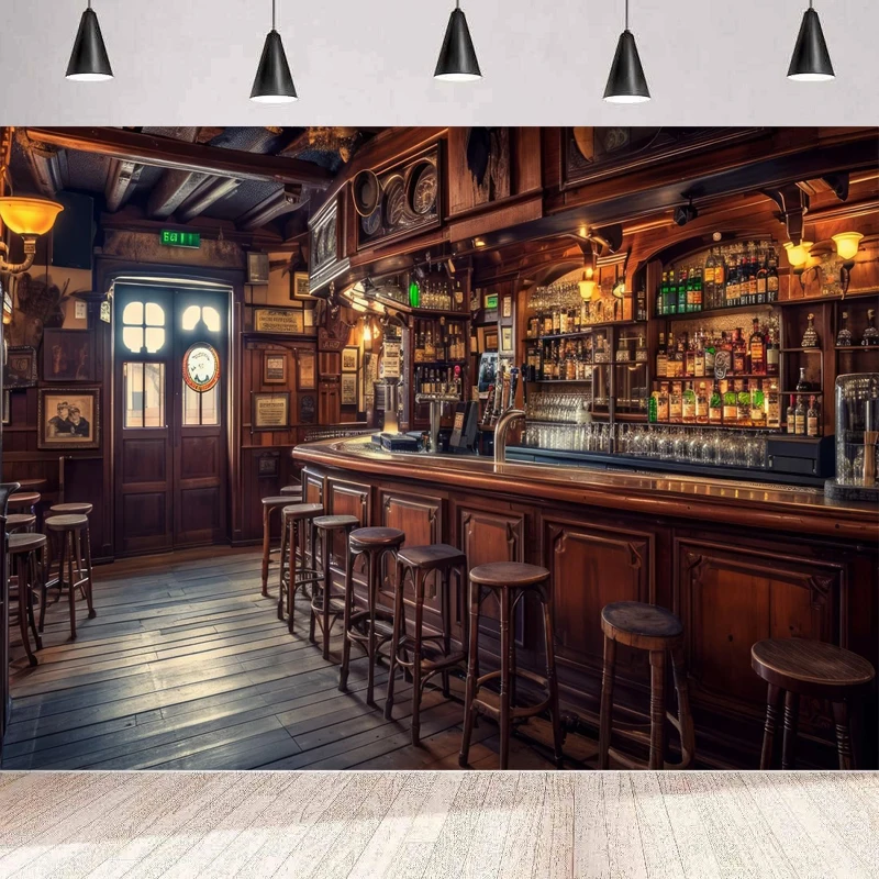 Photography Backdrop Retro Bar Rustic Brown Wooden House Western Saloon Tavern Cowboy Wild West Theme Background Wall Banner