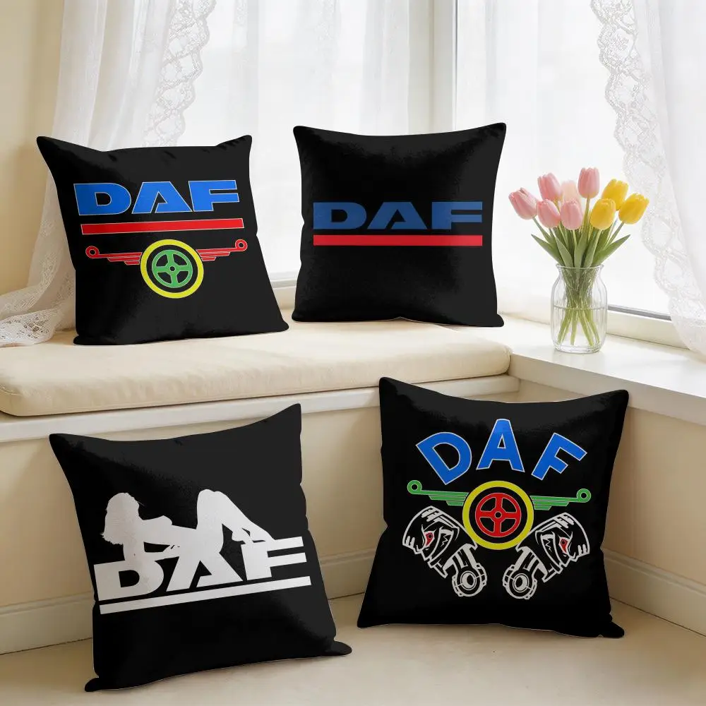 Cool D-DAF Truck Logo Cushion Cover Square Short Plush Pillow Case Living Room Sofa Home Decor Funda 40X40