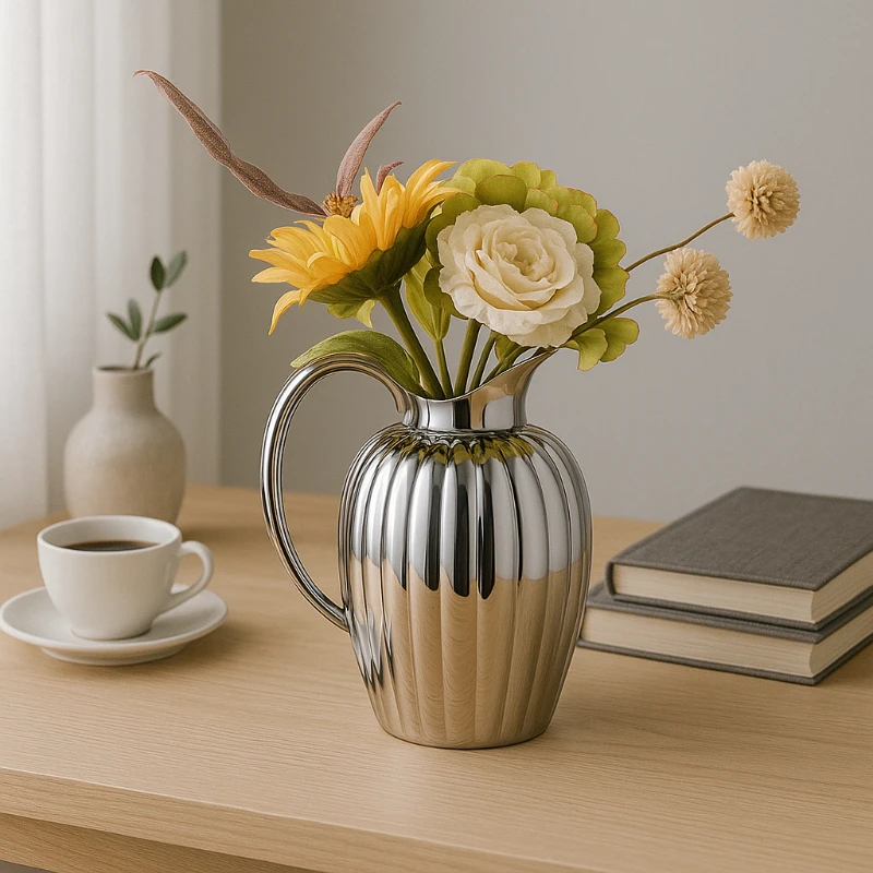 

Luxury Nordic Stainless Steel Vase Minimalist Modern Home Decor Living Room Floral Arrangement Display Ornament Gift