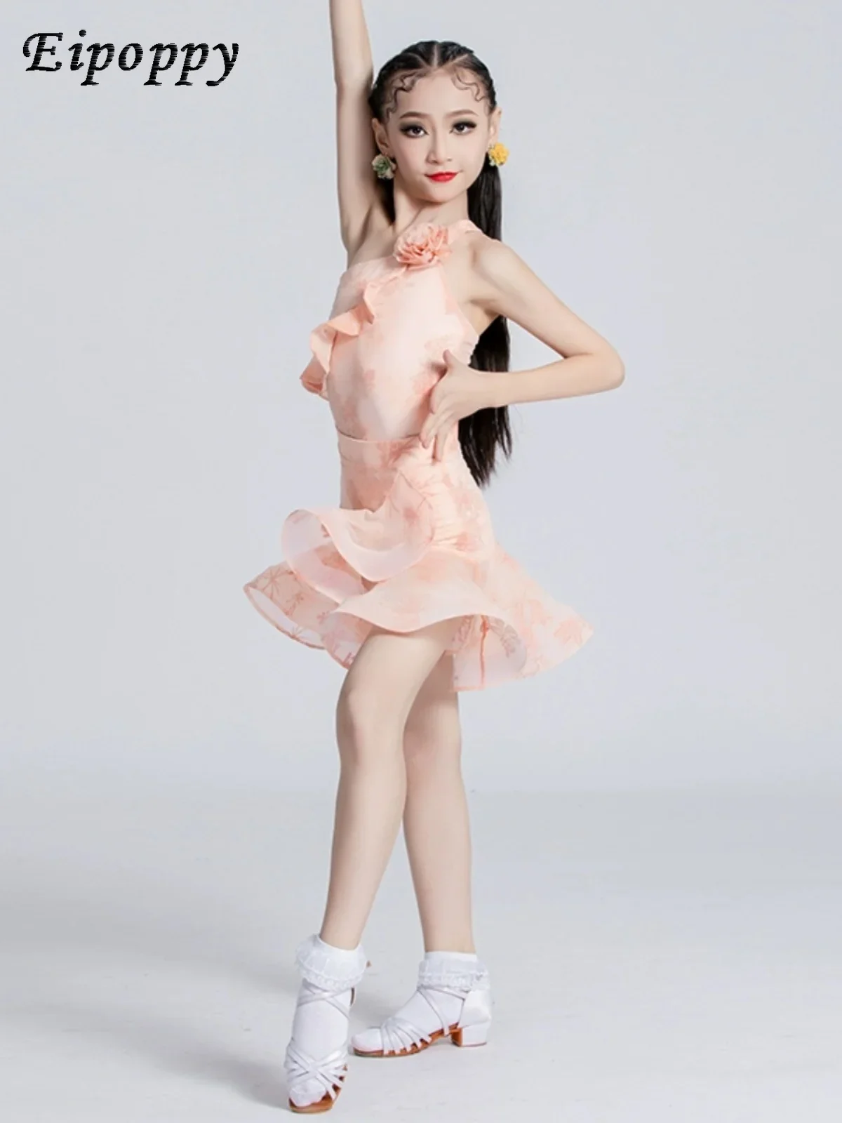 

Girls' Latin Dance Clothes Children's Dance Skirt New Exercise Clothing High Sense Competition Performance Practice Clothes