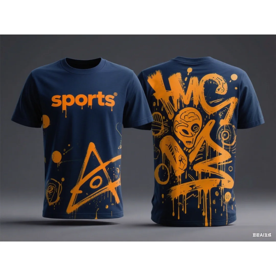 落書きランニングスポーツTシャツ サッカー バドミントン ジャージ 夏 速乾 メンズ レディース 子供服