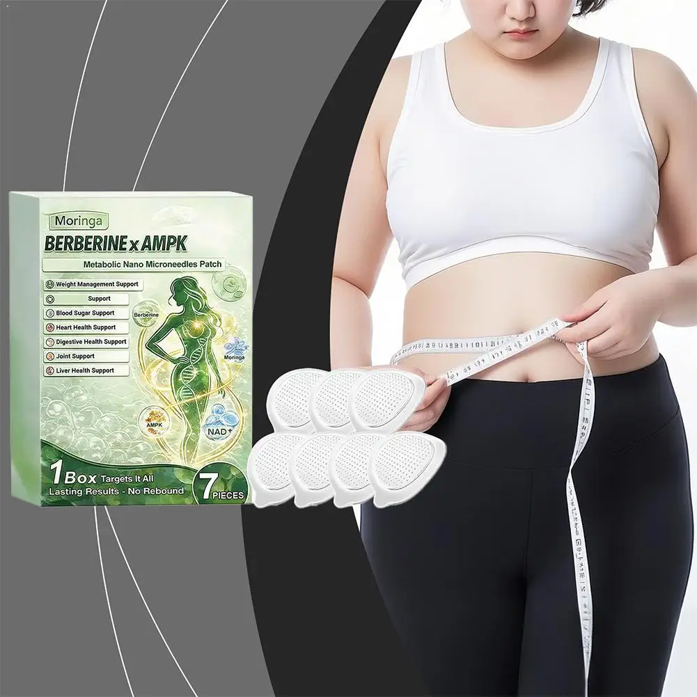 

7Pcs Moringa Berberine Nano Microneedle Patch Weight Management Support Body Firming Sticker Natural Ingredient Metabolism Patch