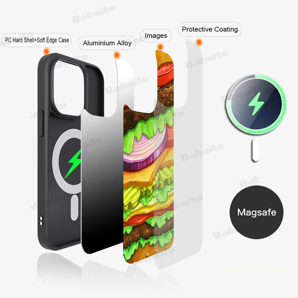 

Food Hamburger Pizza Bread Phone Case Magnetic Case For iPhone 16 14 13 12 11 15 Pro Max Plus For Magsafe Wireless Charge Cover