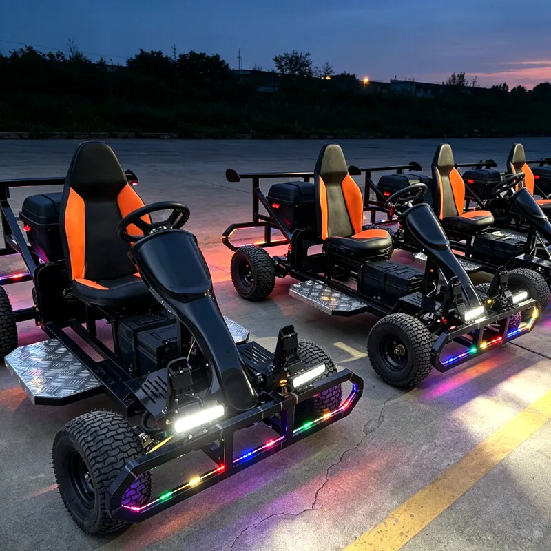 Adults Electric Go Kart, Outdoor Square Amusement Facility, Off-Road Big Wheel with LED Lights, Playground Karting Vehicle
