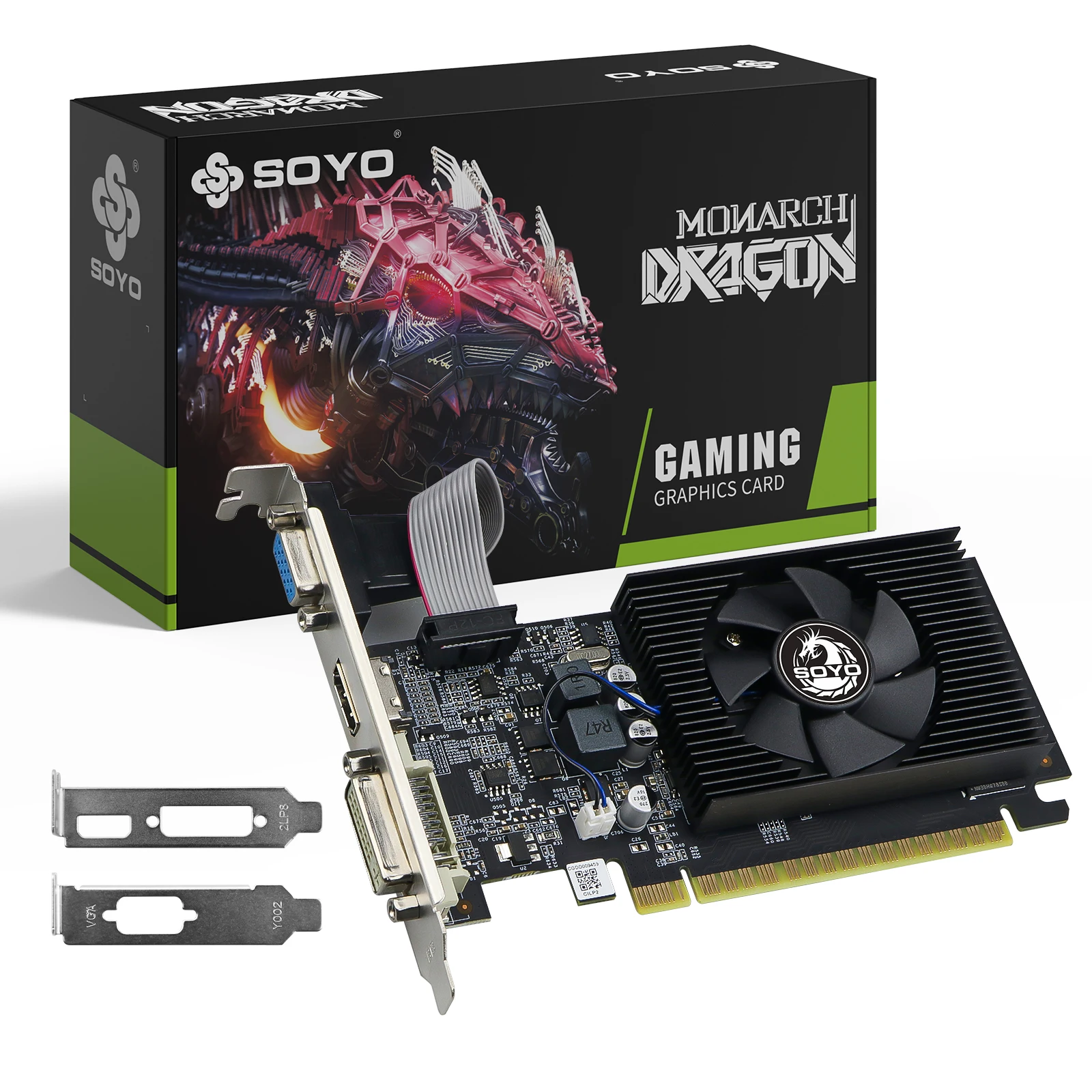 SOYO NVIDIA GeForce GT 610 2G Graphics Card DDR3 Memory GPU 64Bit PCI-E2.0 x16 Gaming Video Card for Desktop Computer Components