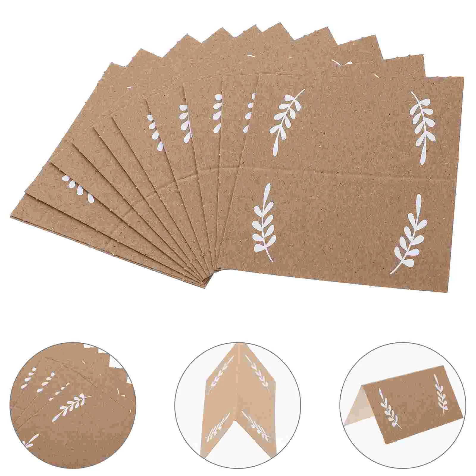 50 Pcs Desktop Seat Card Paper Business Holder Cardboard Wooden Station Sign Message Place Cards Banquet for Wedding Table