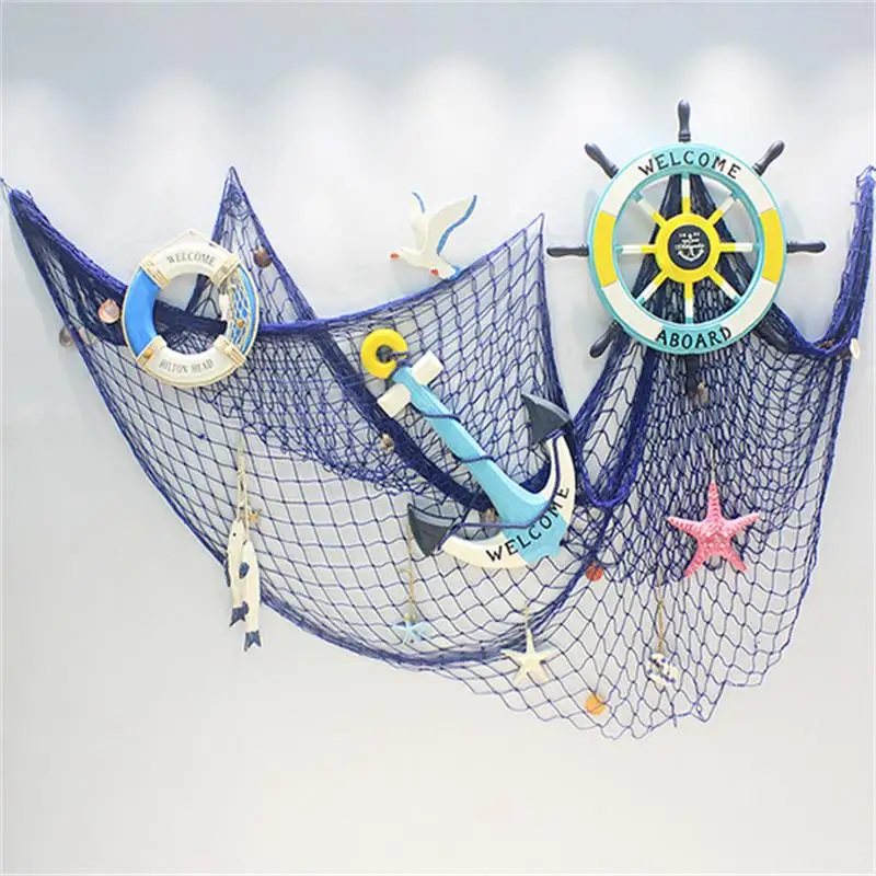 Ceative Decor Nets Hemp Rope Mediterranean Hanging Net Wall Decor Room Party Decorative Fishing Net Playground Gift Boho Style