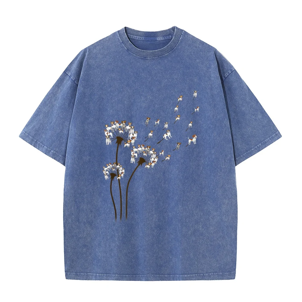 Jack Russell Terrier Dandelion Flower Funny Dog Lovers Tee T-Shirt Camiseta Hombre Одежда Korean Reviews Many Men's Clothes