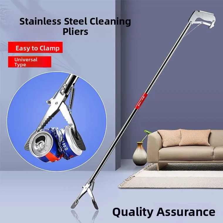 

Stainl Steel Long Handle Tra abber Toilet Waste Collector Hygiene Clamp Extended Reach Piup Tool Household Cleaning