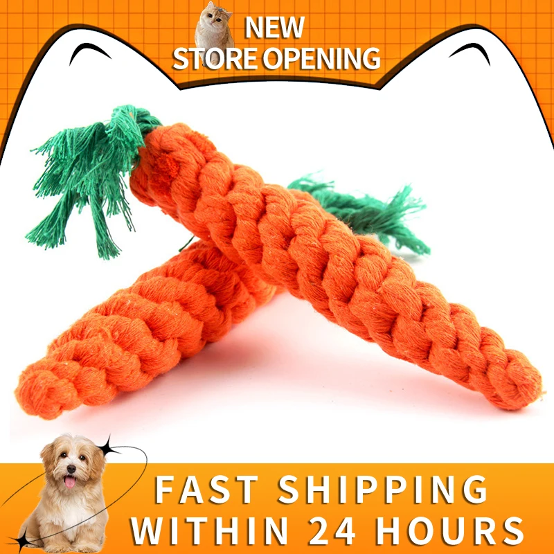 

Chew Toys for Small Dogs Cleaning Teeth Dog Toys Bite Resistant Pet Dog Puppy Carrot Cotton Rope Pet Playing Toy Accessories