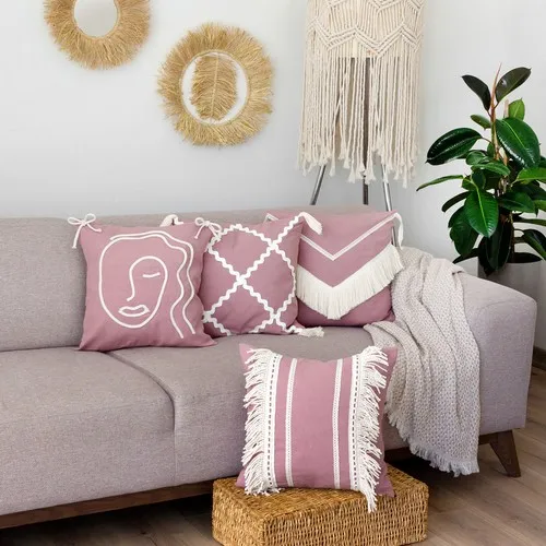 Raspery Boho Makrome Tassels Pillow decorate Case Set